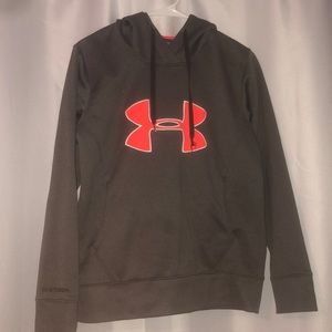 Womens Gray and Coral Under Armour Hoodie